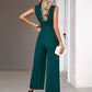 Bohemian Sleeveless Surplice Neck Career Jumpsuit