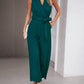 Bohemian Sleeveless Surplice Neck Career Jumpsuit