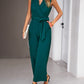 Bohemian Sleeveless Surplice Neck Career Jumpsuit