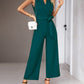 Bohemian Sleeveless Surplice Neck Career Jumpsuit