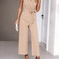 Bohemian Sleeveless Surplice Neck Career Jumpsuit
