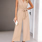 Bohemian Sleeveless Surplice Neck Career Jumpsuit