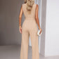 Bohemian Sleeveless Surplice Neck Career Jumpsuit