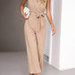 Bohemian Sleeveless Surplice Neck Career Jumpsuit