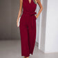 Bohemian Sleeveless Surplice Neck Career Jumpsuit