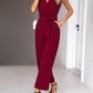 Bohemian Sleeveless Surplice Neck Career Jumpsuit