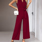 Bohemian Sleeveless Surplice Neck Career Jumpsuit