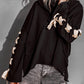 Bohemian Exposed Seam Loose Neck Lace Up Bell Sleeve Pullover