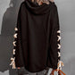 Bohemian Exposed Seam Loose Neck Lace Up Bell Sleeve Pullover