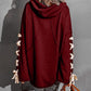 Bohemian Exposed Seam Loose Neck Lace Up Bell Sleeve Pullover