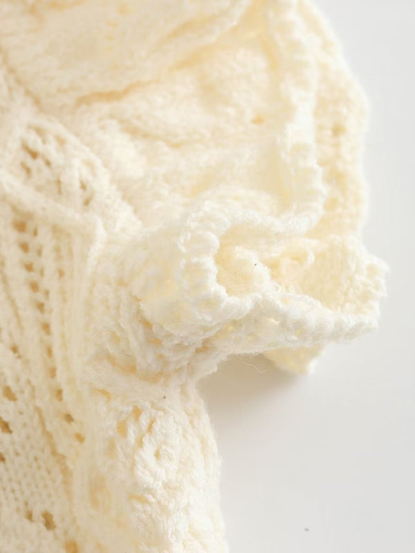 Boho French Romance Ruffle Knit Tank Top