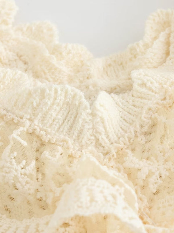 Boho French Romance Ruffle Knit Tank Top