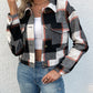 Boho Women's Plaid Pocket Long Sleeved Shirt Jacket