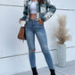 Boho Women's Plaid Pocket Long Sleeved Shirt Jacket