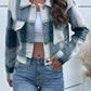 Boho Women's Plaid Pocket Long Sleeved Shirt Jacket