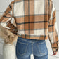 Boho Women's Plaid Pocket Long Sleeved Shirt Jacket