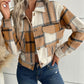 Boho Women's Plaid Pocket Long Sleeved Shirt Jacket