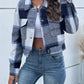 Boho Women's Plaid Pocket Long Sleeved Shirt Jacket