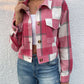 Boho Women's Plaid Pocket Long Sleeved Shirt Jacket