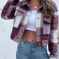 Boho Women's Plaid Pocket Long Sleeved Shirt Jacket