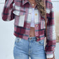 Boho Women's Plaid Pocket Long Sleeved Shirt Jacket