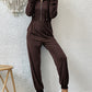 Boho Long Sleeve Half Zip Workwear Fall Jumpsuit