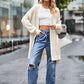 Boho Women's Solid Color Loose Knitted Cardigan Sweater with Pockets