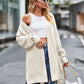 Boho Women's Solid Color Loose Knitted Cardigan Sweater with Pockets