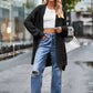 Boho Women's Solid Color Loose Knitted Cardigan Sweater with Pockets