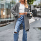 Boho Women's Solid Color Loose Knitted Cardigan Sweater with Pockets