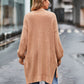 Boho Women's Solid Color Loose Knitted Cardigan Sweater with Pockets