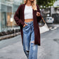 Boho Women's Solid Color Loose Knitted Cardigan Sweater with Pockets