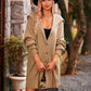 Boho Women's Solid Color Pocket Long Cardigan Sweater Coat