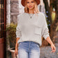 Boho Dolman Sleeve Solid Color Pocket Pullover Sweater