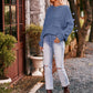 Boho Dolman Sleeve Solid Color Pocket Pullover Sweater
