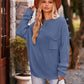 Boho Dolman Sleeve Solid Color Pocket Pullover Sweater