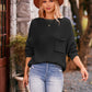 Boho Dolman Sleeve Solid Color Pocket Pullover Sweater