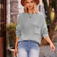 Boho Dolman Sleeve Solid Color Pocket Pullover Sweater
