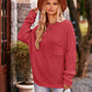Boho Dolman Sleeve Solid Color Pocket Pullover Sweater