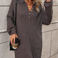 Boho Women's Solid Color Long Sleeve Sweater Dress