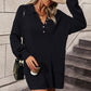 Boho Women's Solid Color Long Sleeve Sweater Dress