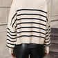 Boho Round Neck Knitted Pullover Striped Sweater