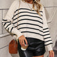 Boho Round Neck Knitted Pullover Striped Sweater