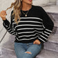 Boho Round Neck Knitted Pullover Striped Sweater