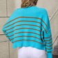 Boho Round Neck Knitted Pullover Striped Sweater