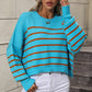 Boho Round Neck Knitted Pullover Striped Sweater