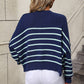 Boho Round Neck Knitted Pullover Striped Sweater