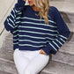 Boho Round Neck Knitted Pullover Striped Sweater
