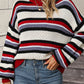 Boho Dropped Shoulder Crewneck Knit Striped Sweater