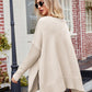 Boho Loose V Neck Side Slit Knit Cozy Pullover Sweater